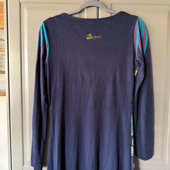 Desigual Women's Y2K Abstract‎ Floral Print L/S A-Line Dress, Navy Green, S - Picture 7 of 12